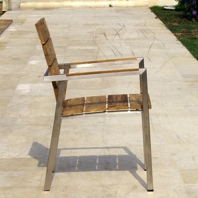 Zilart Stapelstuhl - Vintage Teak  gebürstet + Edelstahlgestell