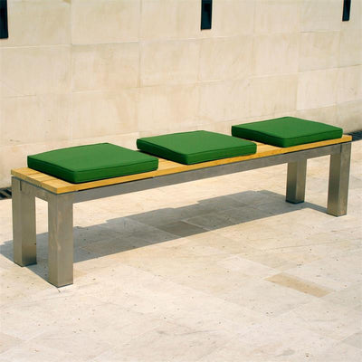Zilart Gartenbank ohne Rückenlehne 190x45 cm -  Teak GRADE A NATUR gebürstet + Edelstahlgestell