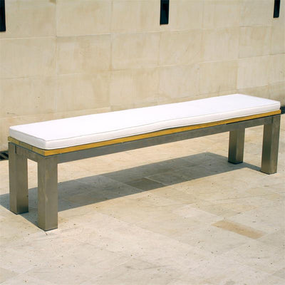 Zilart Gartenbank ohne Rückenlehne 190x45 cm -  Teak GRADE A NATUR gebürstet + Edelstahlgestell