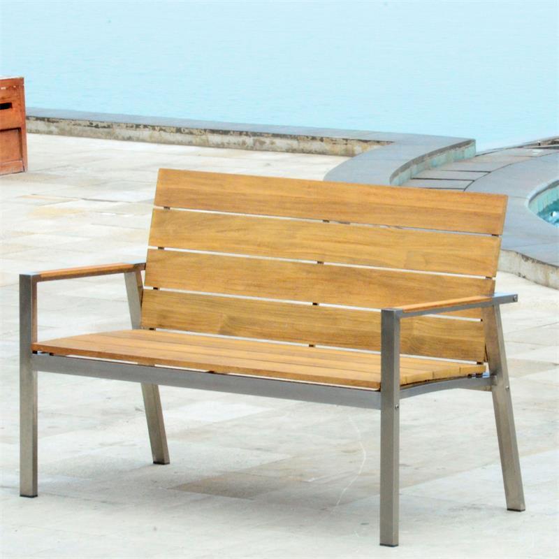 Zilart garden bench with backrest + armrest 140 - Teak GRADE A NATURAL ...